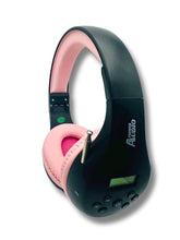 Load image into Gallery viewer, Portable Personal FM Radio Headphones Pull-Out Antenna for Great Reception, Walking, Jogging, Relaxing, School, Talk Radio - Powered by 2AA Batteries (Not Included) (Black & Pink)