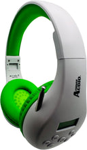 Load image into Gallery viewer, Portable Personal FM Radio Headphones Pull-Out Antenna for Great Reception, Walking, Jogging, Relaxing, School, Talk Radio - Powered by 2AA Batteries (Not Included) (White & Lime Green)
