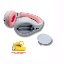 Load image into Gallery viewer, Portable Personal FM Radio Headphones Pull-Out Antenna for Great Reception, Walking, Jogging, Relaxing, School, Talk Radio - Powered by 2AA Batteries (Not Included) (White & Pink)