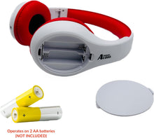 Load image into Gallery viewer, Portable Personal FM Radio Headphones Pull-Out Antenna for Great Reception, Walking, Jogging, Relaxing, School, Talk Radio - Powered by 2AA Batteries (Not Included) (White & Red)