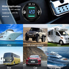 Load image into Gallery viewer, 12V 24V Power Outlet with LED Voltmeter Car Boat Marine Quick Charge 3.0 Dual USB Car Charger Fast Charge Socket