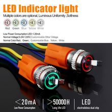 Load image into Gallery viewer, 16mm waterproof high current metal button switchToggle Switch With L blue wave factory direct sales with indicator 5-24V
