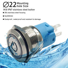 Load image into Gallery viewer, 22mmwaterproof automotive LED metal push button switch