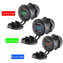 Load image into Gallery viewer, 24V 3.1A Dual Port USB Charger with Voltmeter BLUE LED Digital Display Universal for bus