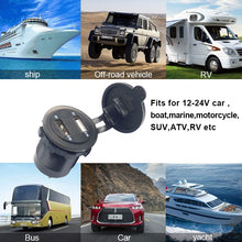 Load image into Gallery viewer, 24V 3.1A Dual Port USB Charger with Voltmeter BLUE LED Digital Display Universal for bus