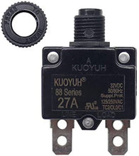 Load image into Gallery viewer, KUOYUH 27 Amp 88 Series Quick Connect Terminals Push-To-Reset Thermal Circuit Breaker