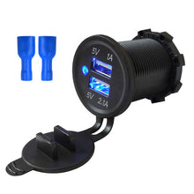 Load image into Gallery viewer, 3.1AB Waterproof 12v 24v dual panel mounting usb sockets with indicator Dual USB Charger Socket