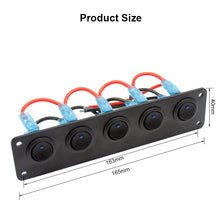 Load image into Gallery viewer, 5 Gang 3Pin 12V Truck Marine Boat Blue light On Off Rocker Switch Panel