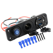 Load image into Gallery viewer, Aluminum QC 3.0 Dual USB Ports with LED Voltmeter 12V Power Socket Outlet for Car Boat Marine RV Switch Panel