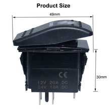 Load image into Gallery viewer, Boat Marine SPST 3P Rocker Switch 12v 20 Amp Waterproof Red LED On/off