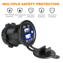 Load image into Gallery viewer, Car Motorcycle Bus Boat Marine Truck Bike Waterproof LED Light Ring 3.1A Dual Port Socket Mobile Phone USB Car Charger