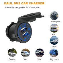 Load image into Gallery viewer, DC 12V 24V Dual Port power Socket Fast Quick Auto Charger 4.2A USB For Marine Car Boat Carvavan
