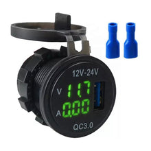 Load image into Gallery viewer, Digital Voltmeter Multi Ammeter With Voltage and Current Display DC 12V 24V QC3.0 USB Charger