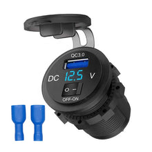 Load image into Gallery viewer, Power Outlet with Switch for Car Marine Boat Dual USB Charger Socket Waterproof 12V/24V QC3.0 Dual USB Fast Charger Socket