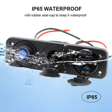 Load image into Gallery viewer, QC 3.0 Dual USB Ports with LED Voltmeter 12V Power Socket Outlet for Car Boat Marine RV Switch Panel