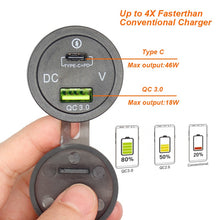 Load image into Gallery viewer, QC 3.0 Quick Charger 12V/24V Car Power Outlet Waterproof Socket 64W Dual USB Charger Socket PD Type C USB Car Charger Socket