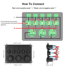Load image into Gallery viewer, Waterproof DC 12V 24V Panel for Marine Car Boat 5 gang Led Rocker Switch 4.2A USB Charger Rocker switch control panel