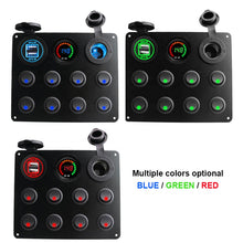 Load image into Gallery viewer, Waterproof DC 12V 24V Panel for Marine Car Boat 5 gang Led Rocker Switch 4.2A USB Charger Rocker switch control panel