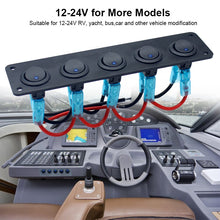 Load image into Gallery viewer, Waterproof On-Off Toggle Switches with Pre-Wired for Car Truck SUV Marine Boat RV5 Gang 3 Pin Rocker Switch Panel
