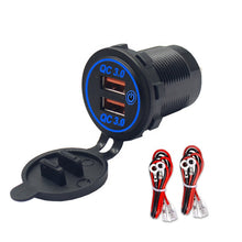 Load image into Gallery viewer, Waterproof QC 3.0 Dual Port Socket Mobile Phone USB Car Charger