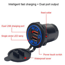 Load image into Gallery viewer, Waterproof QC 3.0 Dual Port Socket Mobile Phone USB Car Charger
