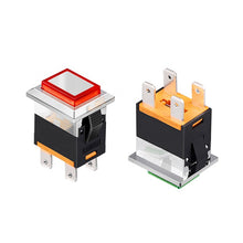 Load image into Gallery viewer, kcd1 LED plastic metal push button 2NO 4pins square switch 220v 15A green red Yellow