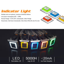 Load image into Gallery viewer, kcd1 LED plastic metal push button 2NO 4pins square switch 220v 15A green red Yellow