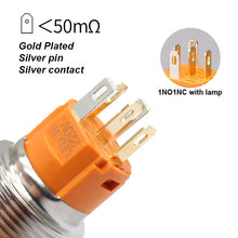 Load image into Gallery viewer, ring lamp power symbol Waterproof LED light self-lock self-reset button 5v 12v 220v 19mm metal push button switch