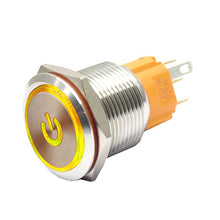 Load image into Gallery viewer, ring lamp power symbol Waterproof LED light self-lock self-reset button 5v 12v 220v 19mm metal push button switch