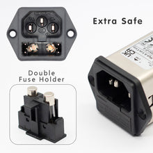 Load image into Gallery viewer, Fast-on Terminal Power Entry Module Filters 6A EMI Double Fuse Holder Power Filter With IEC C14 Power Socket
