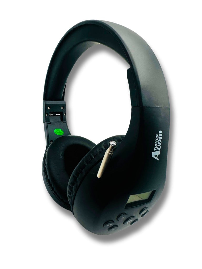 Portable Personal FM Radio Headphones Pull-Out Antenna for Great Reception, Walking, Jogging, Relaxing, School, Talk Radio - Powered by 2AA Batteries (Not Included) (Black)