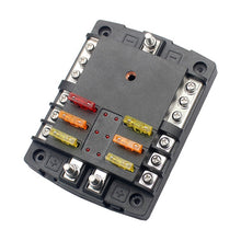 Load image into Gallery viewer, 12V/24V W/Negative Bus Waterproof Cover Label Sticker Auto Car RV Marine Boat and Yacht 6 Circuit Blade Fuse Box Holder
