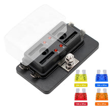 Load image into Gallery viewer, 32V DC 4 Way Car Boat Marine Automotive Blade Fuse Box Fuse Holder Box With LED Indicator
