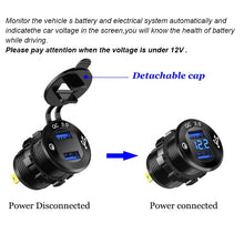 Load image into Gallery viewer, Aluminium Power Outlet with LED Voltmeter for 12V 24V Car Boat Marine Quick Charge 3.0 Dual USB Car Charger Fast Charge Socket
