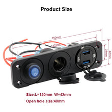 Load image into Gallery viewer, Aluminum QC 3.0 Dual USB Ports with LED Voltmeter 12V Power Socket Outlet for Car Boat Marine RV Switch Panel
