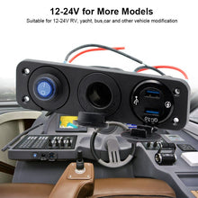 Load image into Gallery viewer, Aluminum QC 3.0 Dual USB Ports with LED Voltmeter 12V Power Socket Outlet for Car Boat Marine RV Switch Panel
