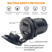 Load image into Gallery viewer, DC 12V 24V Dual Port power Socket Fast Quick Auto Charger 4.2A USB For Marine Car Boat Carvavan
