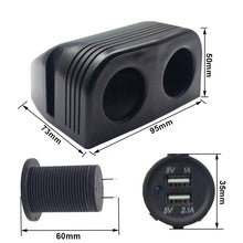 Load image into Gallery viewer, DIY Universal Waterproof 3.1A Dual USB Charger Cigarette Lighter Two Hole Tent Type Panel for Car Motorcycles Boat Marine ATV RV
