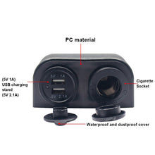Load image into Gallery viewer, DIY Universal Waterproof 3.1A Dual USB Charger Cigarette Lighter Two Hole Tent Type Panel for Car Motorcycles Boat Marine ATV RV
