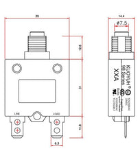 Load image into Gallery viewer, KUOYUH 23 Amp 98 Series Quick Connect Terminals Push-To-Reset Thermal Circuit Breaker
