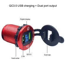 Load image into Gallery viewer, LED Voltmeter 3.0 Quick Charger 12V USB Charger Socket 24V Waterproof USB Car Power Fast Charger
