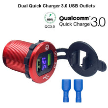 Load image into Gallery viewer, LED Voltmeter 3.0 Quick Charger 12V USB Charger Socket 24V Waterproof USB Car Power Fast Charger
