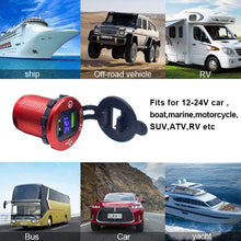 Load image into Gallery viewer, LED Voltmeter 3.0 Quick Charger 12V USB Charger Socket 24V Waterproof USB Car Power Fast Charger
