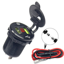 Load image into Gallery viewer, Waterproof Power Outlet Fast Charge with LED Voltmeter &amp; Wire Fuse Quick Charge 3.0 Dual USB Charger Socket
